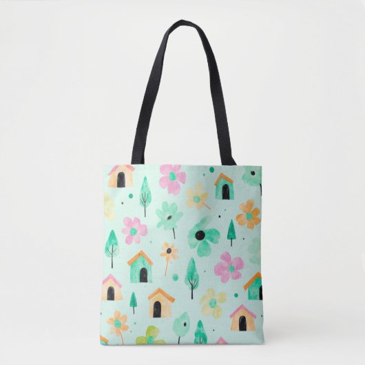 Moderne Bloemenkunst Boodschappentas Tote Bag (Voorkant)