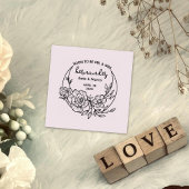 Moderne Bloemenmaan Save the Date Bruiloft Rubberstempel