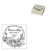 Moderne Bloemenmaan Save the Date Bruiloft Rubberstempel (Gestempeld)