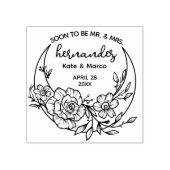 Moderne Bloemenmaan Save the Date Bruiloft Rubberstempel (Afrduk)