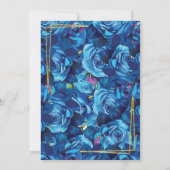 Moderne Bloemenmarine Blauwe en Gouden Moslim Brui Kaart (Achterkant)