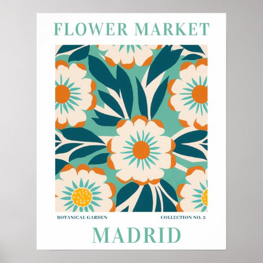 Moderne Bloemenmarkt Madrid Bloemen botanisch Poster (Voorkant)