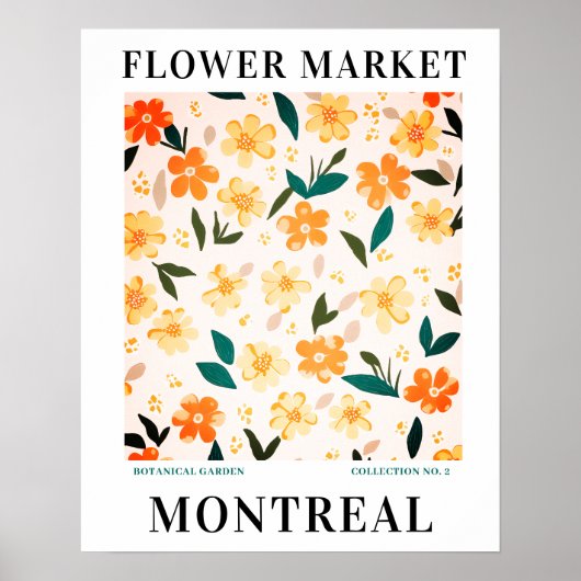 Moderne Bloemenmarkt Montreal Bloemen botanisch Poster (Voorkant)