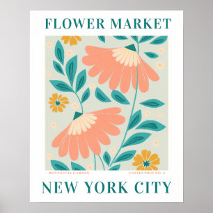 Moderne Bloemenmarkt New York Bloemen botanisch Poster