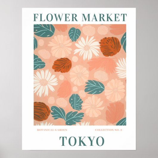 Moderne Bloemenmarkt Tokyo Bloemen botanisch Poster (Voorkant)