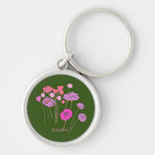 moderne bloemenolijf sleutelhanger (Voorkant)