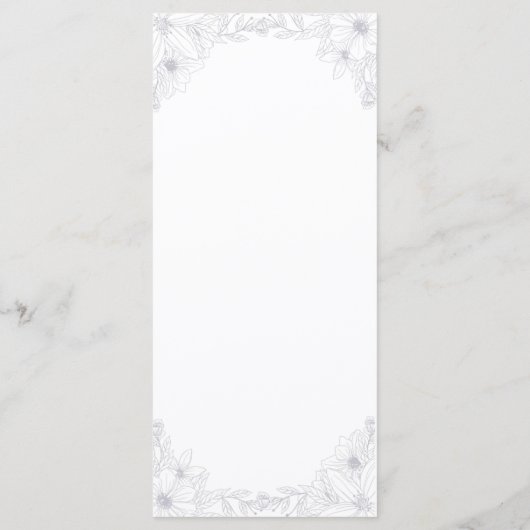 Moderne bloemenontvangst menu (Achterkant)