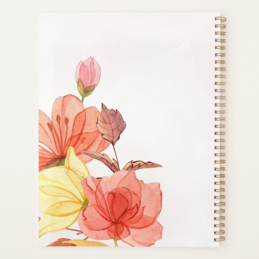 Moderne bloemenpastel waterverf vrouwelijk bedrijf planner (Achterkant)