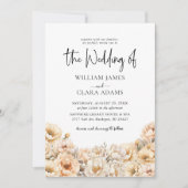 Moderne Bloemenpioen Waterverf Pastel bruiloft Kaart (Voorkant)