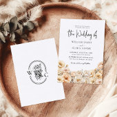 Moderne Bloemenpioen Waterverf Pastel bruiloft Kaart