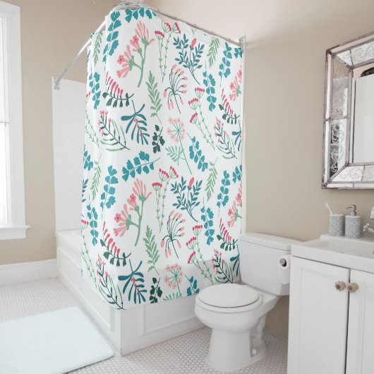 Moderne bloemenprint douchegordijn (In situ)