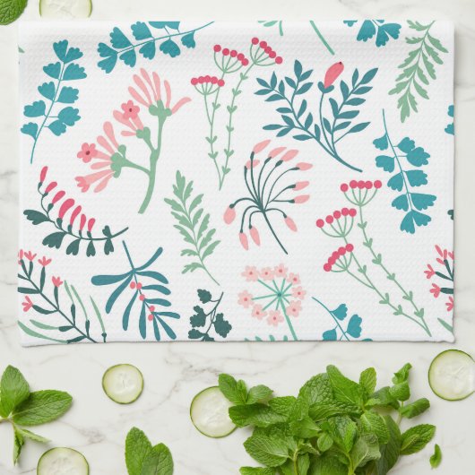 Moderne bloemenprint theedoek (Gevouwen)