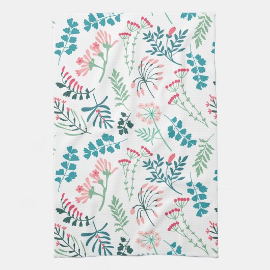 Moderne bloemenprint theedoek (Verticaal)