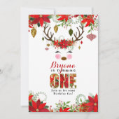 moderne bloemenrendier 1E VERJAARDAG Kaart (Voorkant)