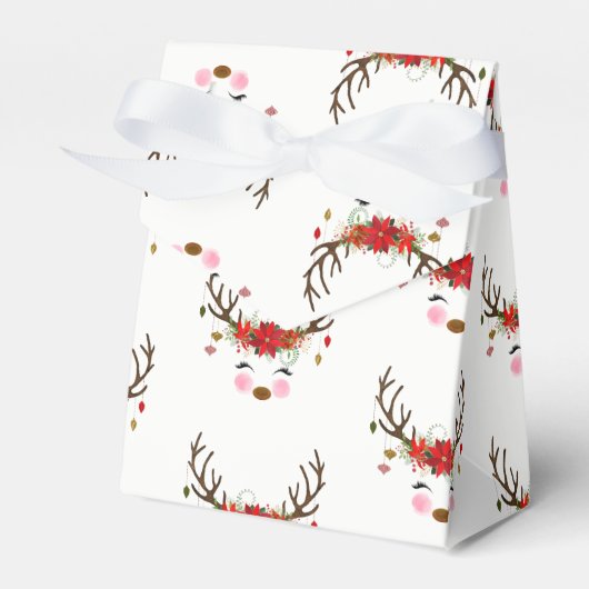 moderne bloemenrendiervakantie grillig bedankdoosjes (Voorkant Zijde)