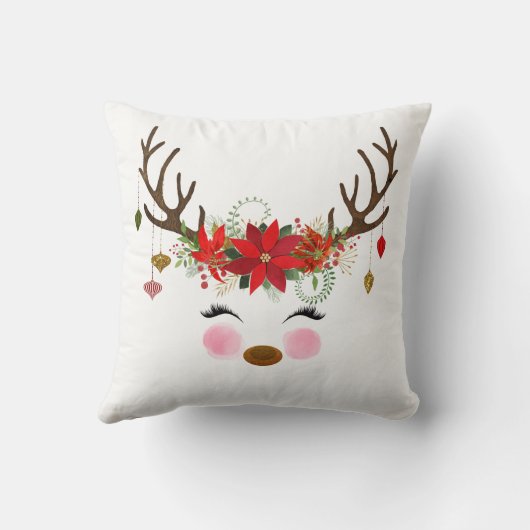 moderne bloemenrendiervakantie grillig kussen (Achterkant)