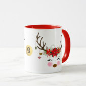  moderne bloemenrendiervakantie grillig mok (Voorkant rechts)