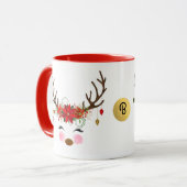  moderne bloemenrendiervakantie grillig mok (Voorkant links)