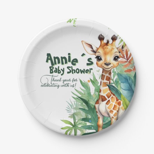 Moderne bloemensafari: tropisch Baby shower Papieren Bordje (Voorkant)