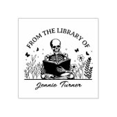 Moderne bloemenschedel ex-libris uit de bibliothee rubberstempel (Afrduk)