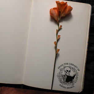 Moderne bloemenschedelboek van de bibliotheek van rubberstempel