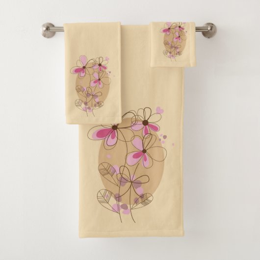 Moderne Bloemenset Badhanddoeken Bad Handdoek (Insitu)