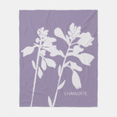 Moderne bloemensilhouet Aangepaste naam Fleece Deken (Voorkant)
