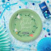 Moderne bloemenslinger Elegante script bruidsshowe Papieren Bordje (Feest)