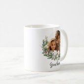 Moderne bloemenstijlvolle waterverf foto oma koffiemok (Voorkant rechts)