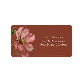 Moderne bloementerracotta bruiloft etiket