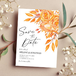 Moderne bloementerracotta rustieke bruiloft save the date