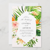 Moderne bloementropische palmbladeren bloemenbruil kaart (Voorkant)