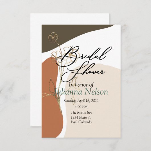 Moderne bloemenuitnodiging kaart (Voorkant / Achterkant)