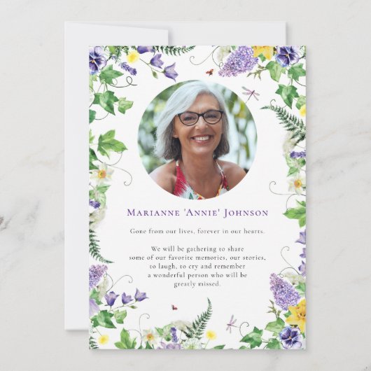 Moderne Bloemenviering van het leven Begrafenis Kaart (Achterkant)
