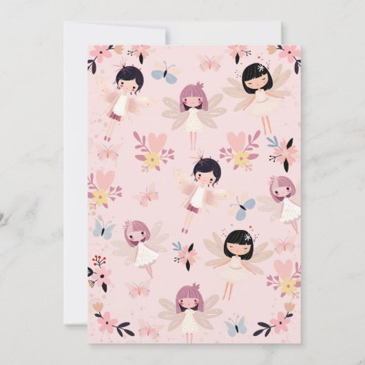Moderne Bloemenvlinderfee Eerste Verjaardag Kaart (Achterkant)