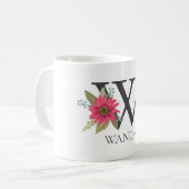 Moderne bloemenvormgeving met aanpasbare monogram  koffiemok (Voorkant links)