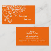 Moderne bloemenwervelingen & sinaasappels visitekaartje (Voorkant / Achterkant)