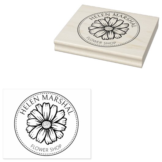 Moderne Bloemenwinkel, Aangepaste Kleine Ondernemi Rubberstempel (Gestempeld)