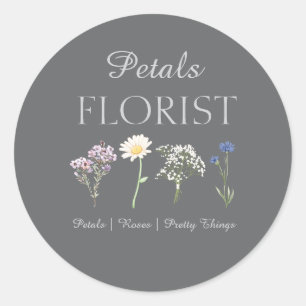 Moderne bloemenzaak branding ronde sticker