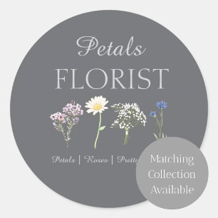 Moderne bloemenzaak branding ronde sticker
