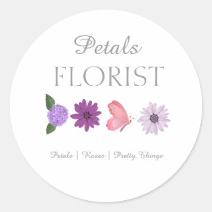Moderne bloemenzaak branding voor boetiek ronde sticker