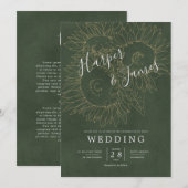 Moderne bloemetjes zonnebloemen maaien groene brui kaart (Voorkant / Achterkant)