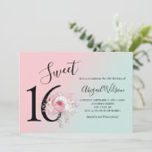 Moderne bloemetjeszestienjarige verjaardag kaart (Staand voorkant)