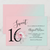 Moderne bloemetjeszestienjarige verjaardag kaart (Voorkant / Achterkant)