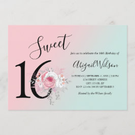 Moderne bloemetjeszestienjarige verjaardag kaart