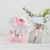 Moderne bloemetjeszestienjarige verjaardag kaart (Staand voorkant)