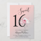 Moderne bloemetjeszestienjarige verjaardag kaart (Voorkant)