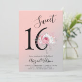 Moderne bloemetjeszestienjarige verjaardag kaart (Staand voorkant)