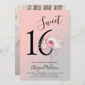 Moderne bloemetjeszestienjarige verjaardag kaart (Voorkant / Achterkant)