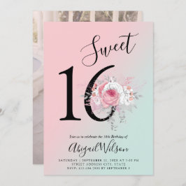 Moderne bloemetjeszestienjarige verjaardag kaart